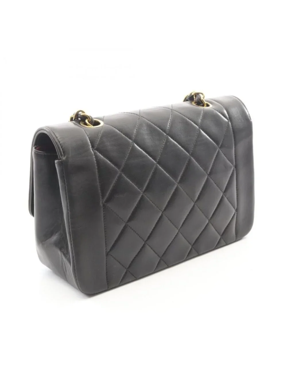 Chanel Shoulder Bag Quilted Diana Flap Black Lambskin Chain